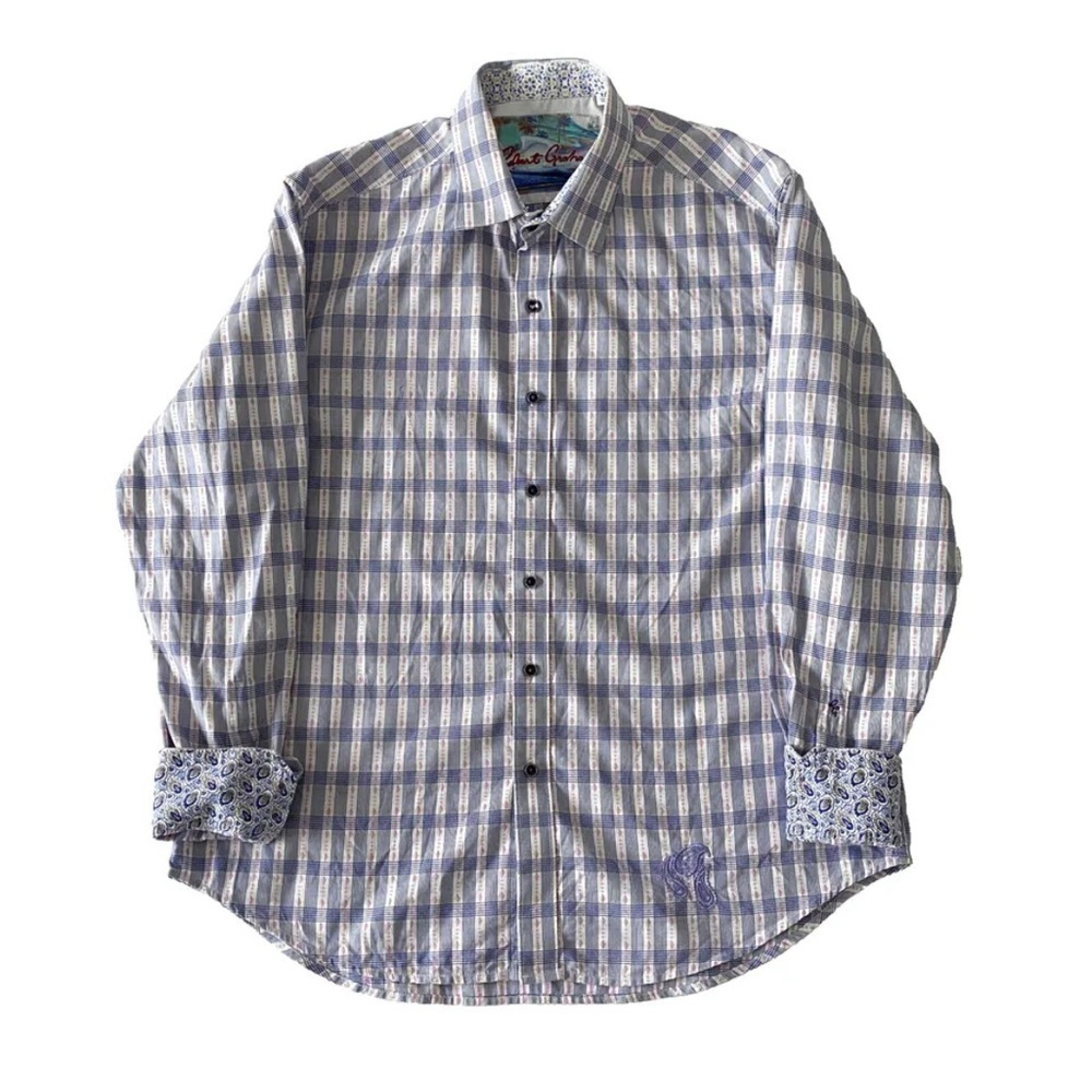 Robert Graham Classic Fit Button Up Shirt Flip Cuffs Mens XL Plaid